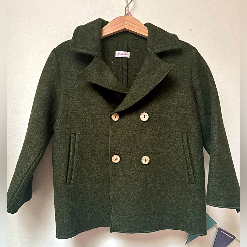NEW/never worn LA COQUETA Green Austria Wool Boy Jacket SIZE 5y